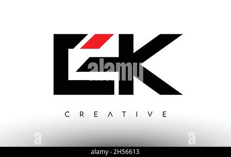 EK Creative Modern Letter Logo Design. EK Icon Letters Logo Vector Illustration with Black and Red Colors Stock Vector