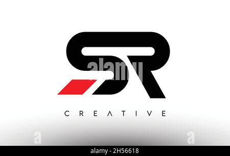 SR Creative Modern Letter Logo Design. SR Icon Letters Logo Vector Illustration with Black and Red Colors Stock Vector