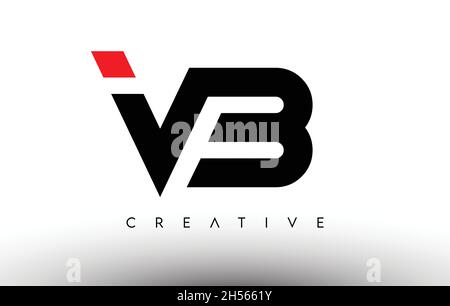 VB Creative Modern Letter Logo Design. VB Icon Letters Logo Vector Illustration with Black and Red Colors Stock Vector