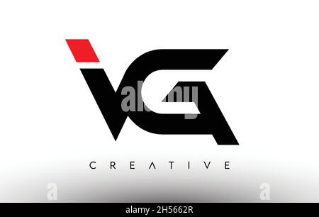 VG Creative Modern Letter Logo Design. VG Icon Letters Logo Vector Illustration with Black and Red Colors Stock Vector