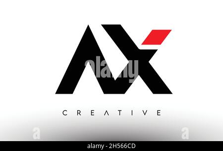 AX Creative Modern Letter Logo Design. AX Icon Letters Logo Vector Illustration with Black and Red Colors Stock Vector