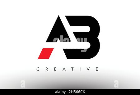 AB Creative Modern Letter Logo Design. AB Icon Letters Logo Vector Illustration with Black and Red Colors Stock Vector