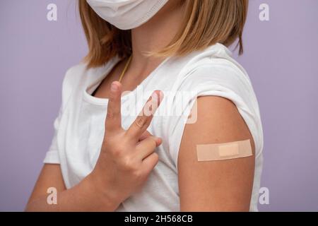 Children receiving vaccine at out side of the thigh.Children vaccine. Stock Photo