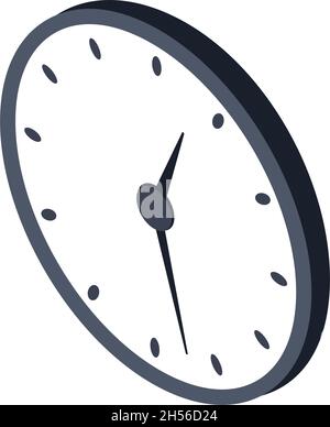 Isometric clock wall icon for game design isolated. Design clock sign for business interior illustration, time of office vector Stock Vector