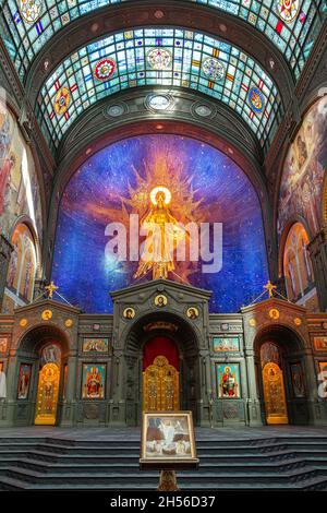 Park Patriot, Moscow region, Russia - May 17, 2021: Main Cathedral of the Russian Armed Forces, interior of the main Church of the Resurrection of Chr Stock Photo