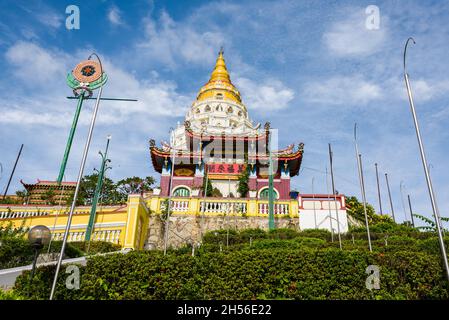 Penang, 09 Aug 2015: Popular tourist spot Kek Lok Si Temple with blue skies. Stock Photo