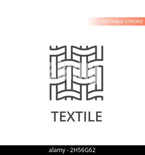 Textile fabric line vector icon. Outline, editable stroke. Stock Vector