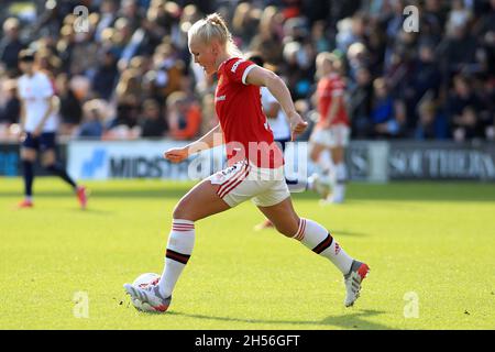 London, UK. 07th Nov, 2021. Maria Thorisdottir of Manchester United Women in action during the game. Barclays Women's super league match, Tottenham Hotspur Women v Manchester United women at the Hive Stadium in London on Sunday 7th November 2021. this image may only be used for Editorial purposes. Editorial use only, license required for commercial use. No use in betting, games or a single club/league/player publications.pic by Steffan Bowen/Andrew Orchard sports photography/Alamy Live News Credit: Andrew Orchard sports photography/Alamy Live News Stock Photo