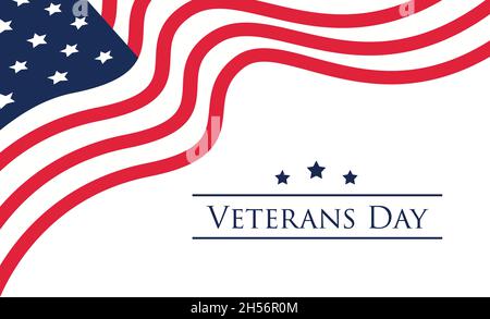 Veterans Day holiday banner with US flag on the background  Stock Vector