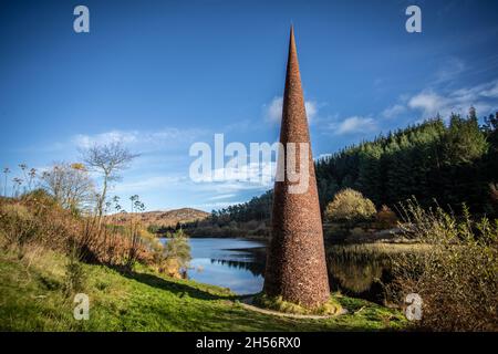 Artwork around Black Loch, Galloway Forest, Scotland Stock Photo