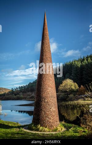 Artwork around Black Loch, Galloway Forest, Scotland Stock Photo