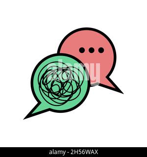 Two logo comments. Message icon. Communication symbol. Explanation concept. Support, help sign. Coaching vector illustration Stock Vector