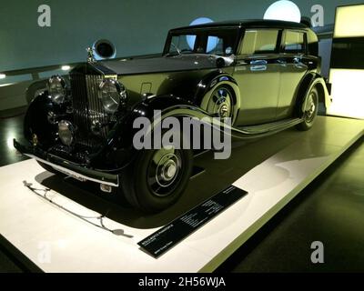 Rolls-Royce, Phantom III, manufactured 1936–1939 on display at the Rolls-Royce gallery at the BMW Museum in Munich, Germany. Stock Photo