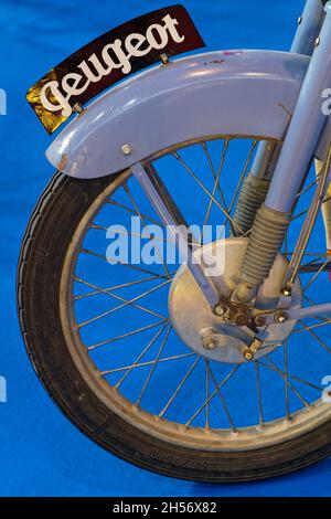 LYON, FRANCE, November 5, 2021 : A lot of motorbikes are shown this year in Salon Epoq'Auto, organized since 1979, with over 70,000 visitors each year Stock Photo