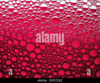 Red bubbles background. Foam bubbles macro texture. Stock Photo