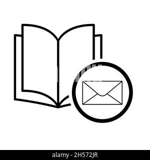 Book icon, email open education textbook, library vector illustration  symbol. learning design isolated white background  . Stock Vector