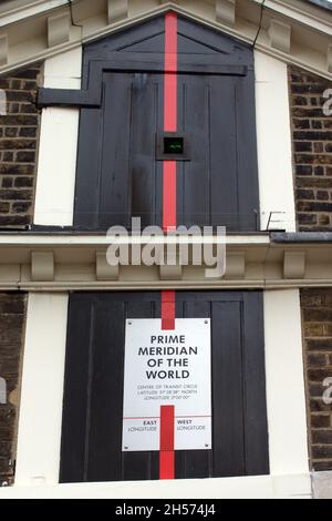 Close-up of the Prime Meridian Line outside tha Royal Observatory in Greenwich, London, United Kingdom.