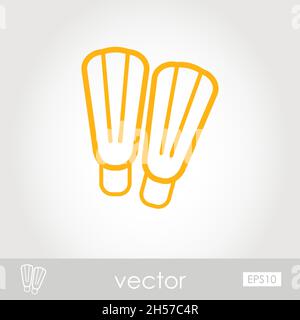 Flippers outline vector icon. Beach. Summer. Summertime. Vacation, eps 10 Stock Vector