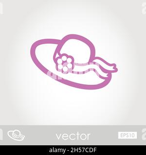 Beach hat outline vector icon. Beach. Summer. Summertime. Vacation, eps 10 Stock Vector