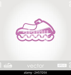 Jet Ski outline vector icon. Beach. Summer. Summertime. Vacation, eps 10 Stock Vector