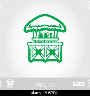 Cafe Bar bungalows on the beach outline vector icon. Beach. Summer. Summertime. Holiday. Vacation, eps 10 Stock Vector