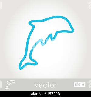 Dolphin vector icon outline silhouette, eps 10 Stock Vector