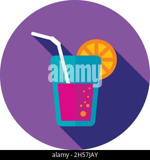 Cocktail flat icon with long shadow, eps 10 Stock Vector