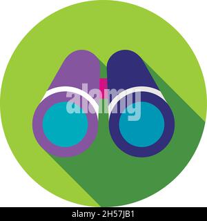 Flat vector icon of binoculars with long shadow, eps 10 Stock Vector