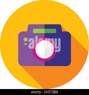 Photo Camera flat icon with long shadow, eps 10 Stock Vector