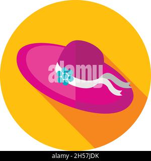 Beach hat flat icon with long shadow, eps 10 Stock Vector
