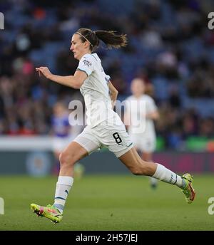 LEICESTER, GBR. 7TH NOV 2021. Jill Scott of Manchester City during the Barclays FA Women's Super League match between Leicester City and Manchester City at the King Power Stadium, Leicester on Sunday 7th November 2021. (Credit: James Holyoak | MI News) Credit: MI News & Sport /Alamy Live News Stock Photo