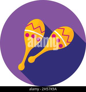 Maracas flat icon with long shadow, eps 10 Stock Vector