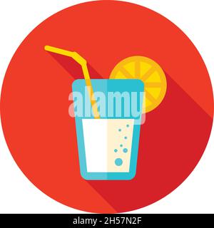 Cocktail flat icon with long shadow, eps 10 Stock Vector