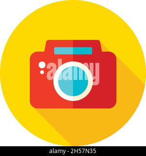 Photo Camera flat icon with long shadow, eps 10 Stock Vector