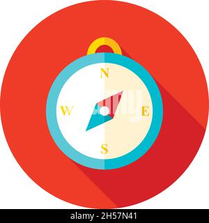 Compass flat icon with long shadow, eps 10 Stock Vector