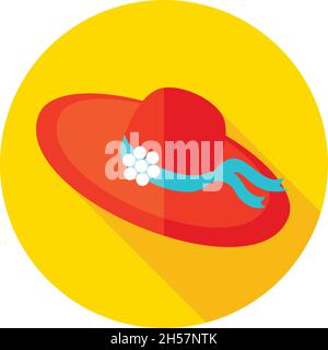 Beach hat flat icon with long shadow, eps 10 Stock Vector