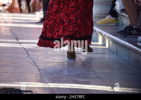 A female feet dancing Spanish dances Stock Photo