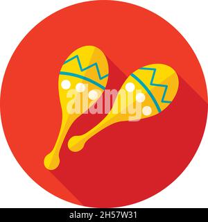 Maracas flat icon with long shadow, eps 10 Stock Vector