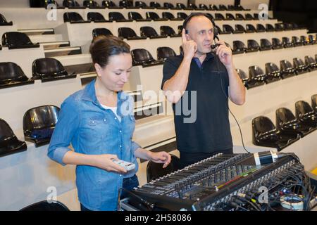 portrait of two sound engineers live Stock Photo
