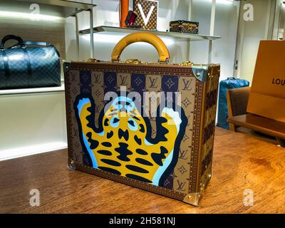 Paris, France, Louis Vuitton Store, LVMH montaigne ,Display, contemporary  interiors, Showroom, Fashion Design modernist INTERIOR DESIGN, Prestige  consumer, Rich Products Stock Photo - Alamy