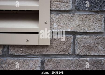 Abstract Building, Brickwork, Metal Vent Stock Photo