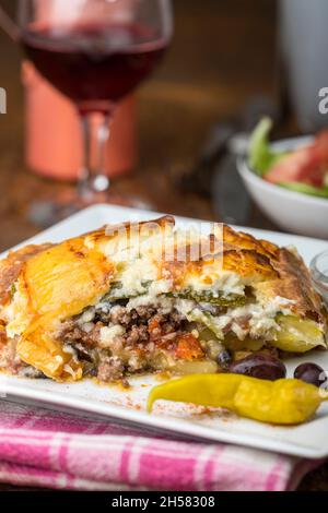 greek moussaka on a white plate Stock Photo