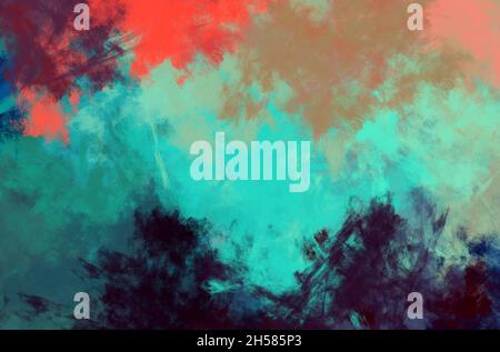 Multicolor ink smears Abstract painting on canvas Arbitrary pattern Mixed media background Stock Photo