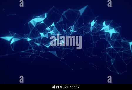 Abstract geometric background of triangular cells. Tech connections concept. Stock Photo