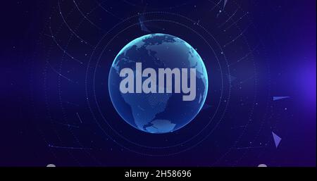Planet earth floating in a cyberspace abstract background. network connections data concept. Stock Photo
