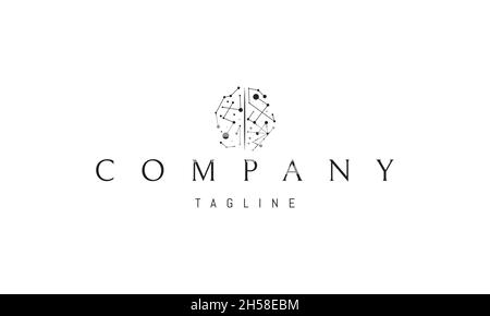 Vector logo on which an abstract image of neural connections in the brain. Stock Vector