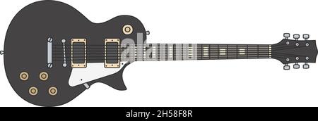 The vectorized hand drawing of a black electric guitar Stock Vector ...