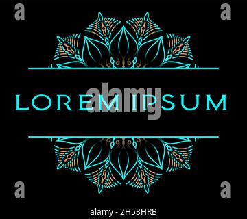 Mandala ornament illustration with free center space, on a dark background. invitation card, ramadan, promotional media banner Stock Vector
