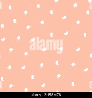 Fashion animal seamless pattern with white birds silhouette on beige background. Design for invitation, poster, card, fabric, textile, fabric. Cute Stock Vector