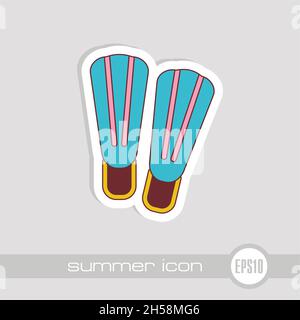 Flippers vector icon. Beach. Summer. Summertime. Vacation, eps 10 Stock Vector